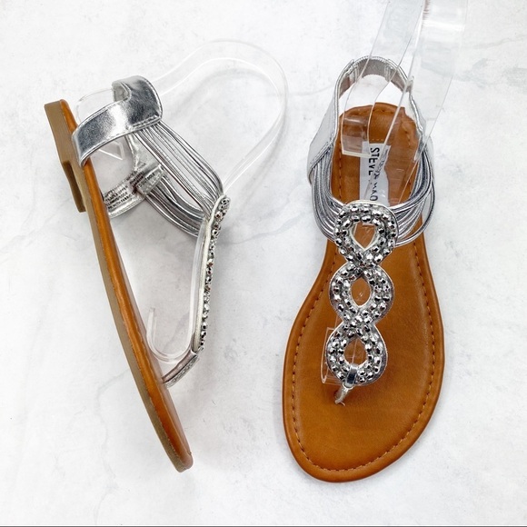 [Steve Madden] Silver Rhinestone Slip On Sandals - Picture 3 of 5